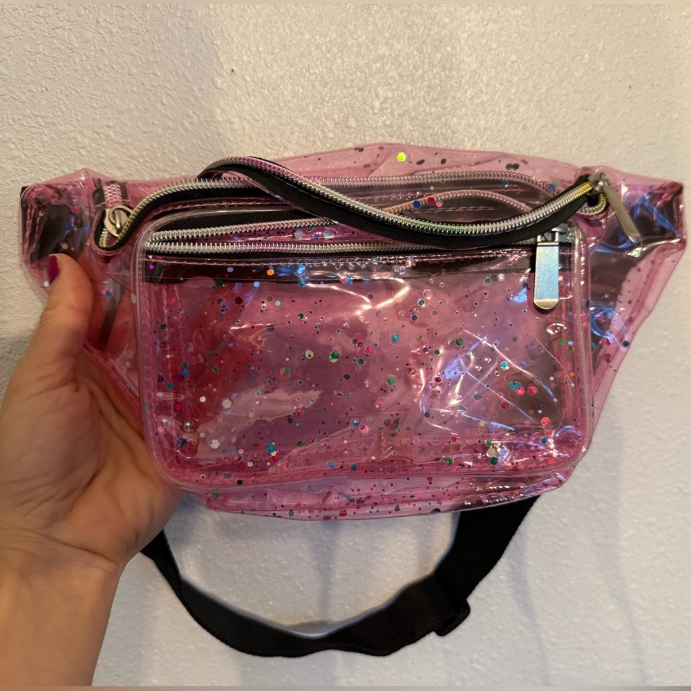 Pink Glitter Clear Fanny Pack
